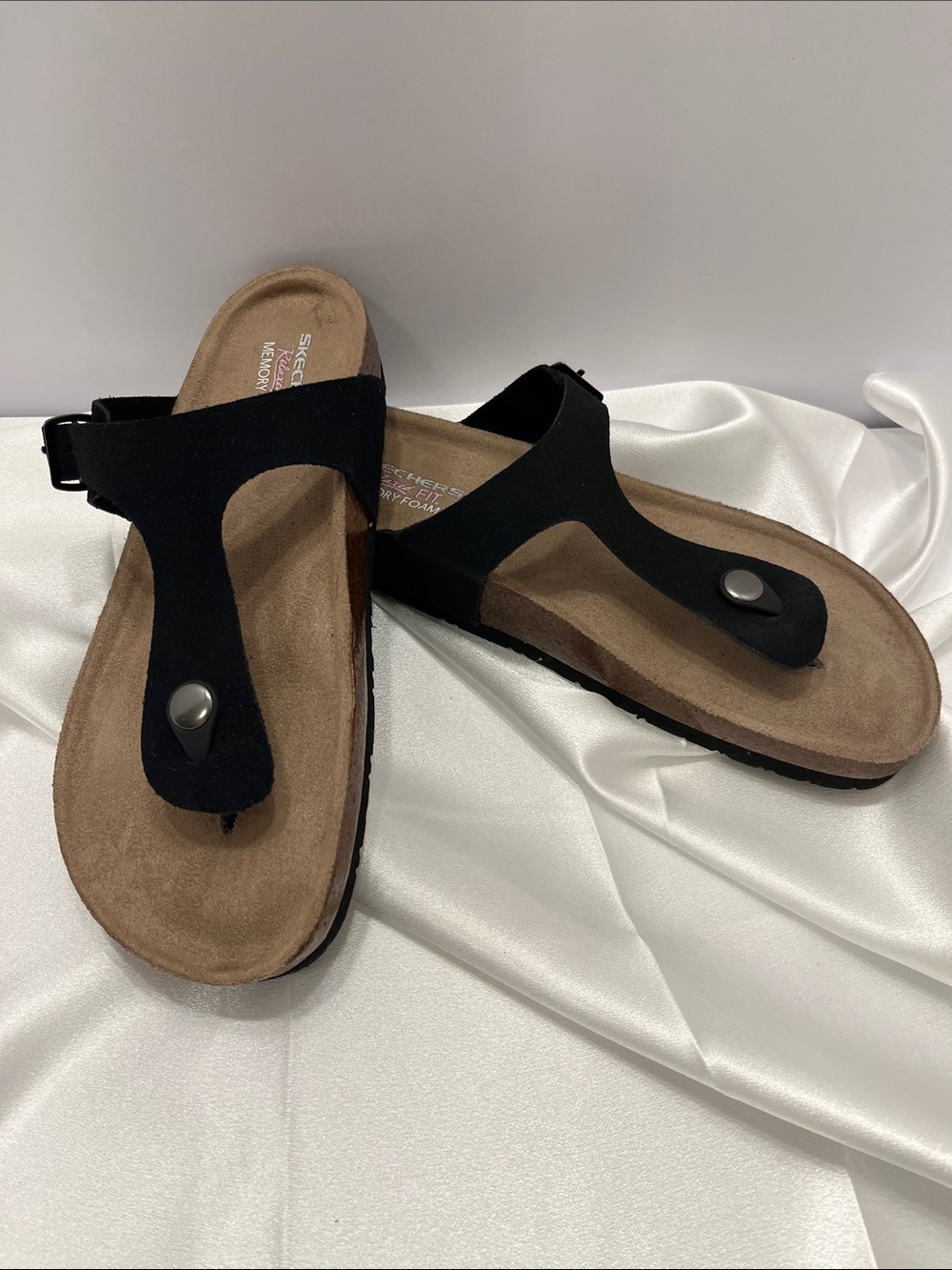 Skechers Black Thong Sandals with Contoured Footbed - Women’s Size 10M